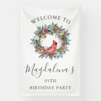 90th Birthday Banner Red Cardinal Custom Welcome