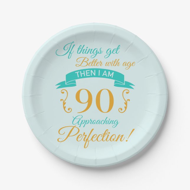 90th Birthday Better With Age Paper Plate (Front)