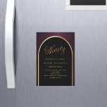 90th birthday black burgundy gold arch luxury magnetic invitation<br><div class="desc">An elegant magnetic 90th birthday invitation.  A black and burgundy background with a golden arch on the front.</div>