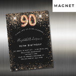 90th birthday black gold glitter sparkles luxury magnetic invitation<br><div class="desc">A modern,  stylish and glamourous invitation for a 90th birthday party.  A black background decorated with faux gold glitter,  sparkles. The name is written with a modern hand lettered style script.  Personalize and add your party details.  Number 90 is written with a balloon style font,  script.</div>