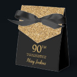 90th Birthday Black Gold Glitter Thank You Favor Box<br><div class="desc">This fabulous modern 90th Birthday Black Gold Glitter Thank You favour box with sparkling gold glitter, the birthday girl's name in a trendy script font, and tied with an elegant black bow would be perfect for your event. It would be great for a candy station, on a thank you gift...</div>