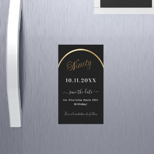 90th birthday black gold Save the Date magnet