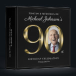 90th Birthday Black Gold Text Custom Photo Classy  Binder<br><div class="desc">90th Birthday Black Gold Text Custom Photo Classy 3 ring binder. Simple yet classy birthday theme design with the birth year milestone in solid gold text effect! Elegantly design for any gender, male or female. Definitely a solid way to celebrate your birthday milestone! Check out the collection for co-ordinating items...</div>