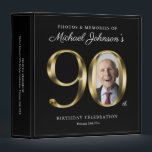 90th Birthday Black Gold Text Custom Photo Classy  Binder<br><div class="desc">90th Birthday Black Gold Text Custom Photo Classy 3 ring binder. Simple yet classy birthday theme design with the birth year milestone in solid gold text effect! Elegantly design for any gender, male or female. Definitely a solid way to celebrate your birthday milestone! Check out the collection for co-ordinating items...</div>