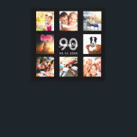 90th birthday black photo collage monogram canvas print<br><div class="desc">A unique 90th birthday gift or keepsake, celebrating her life with a collage of 8 of your photos. Add images of her family, friends, pets, hobbies or dream travel destination. Personalize and add a name, age 90 and a date. Grey and white coloured letters. A chic black background. This canvas...</div>