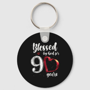 90th Birthday Blessed By God For 90 Years Birthday Keychain