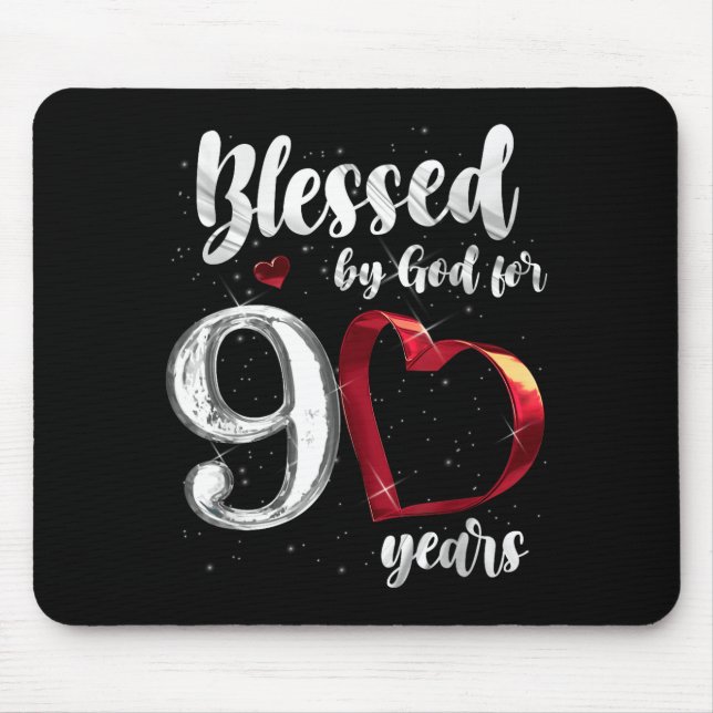 90th Birthday Blessed By God For 90 Years Birthday Mouse Pad (Front)