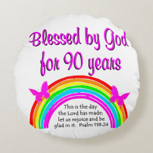 90TH BIRTHDAY BLESSING ROUND PILLOW