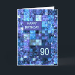 90th Birthday, Blue Squares, Card<br><div class="desc">90th birthday card.  Wish happy birthday with an elegant card. Blue and purple squares combine to make a cool masculine birthday card. Wish a Happy Birthday and give a smile at the same time.</div>