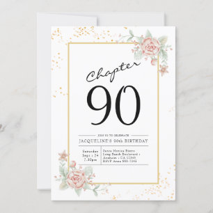 90th Birthday Blush Floral Invitation