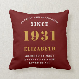90th Birthday Born 1931 Loved Add Your Name Red Throw Pillow
