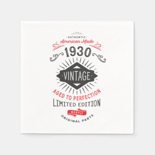 90th Birthday Born in 1930 Vintage Perfection Napkin