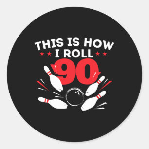 90th Birthday Bowling Lover 90 Years Old Bday  Classic Round Sticker