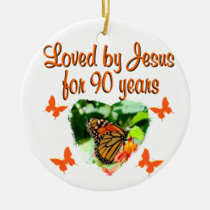 90TH BIRTHDAY BUTTERFLY CERAMIC ORNAMENT