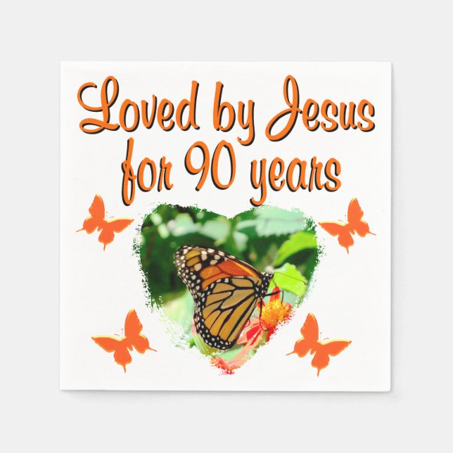 90TH BIRTHDAY BUTTERFLY NAPKIN (Front)