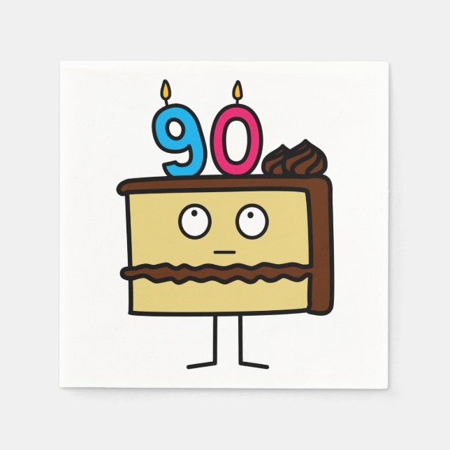 90th Birthday Cake with Candles Napkin (Front)