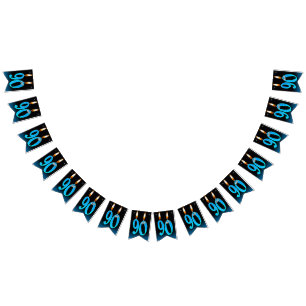 90th birthday candles with eyeballs bunting flags