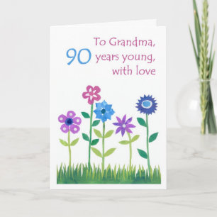 90th Birthday Card for a Grandmother - Flowers