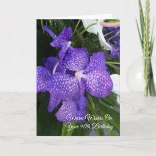 90th Birthday Card Purple Flowers