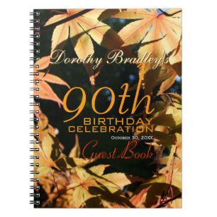 90th Birthday Celebration Autumn Custom Guest Book