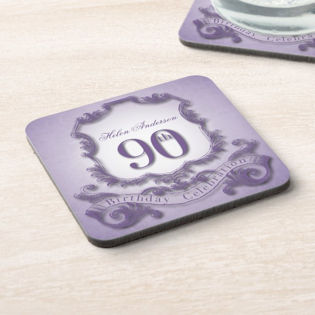 90th Birthday Celebration Personalized Coaster (Left Side)