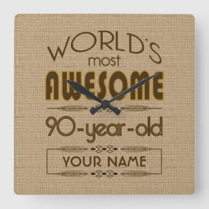 90th Birthday Celebration World Best Fabulous Square Wall Clock