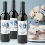 90th Birthday Cheers to 90 Years Floral Number Wine Label<br><div class="desc">Raise a toast and say Cheers to 90 years with 90th birthday wine labels. Template has fully editable wording to personalize as you wish. Design features number 90 decorated with rose buds, flower blooms and foliage in shades of coastal blue and sand. Subtle feminine and elegant design with watercolor floral...</div>