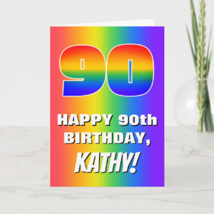 90th Birthday: Colorful, Fun Rainbow Pattern # 90 Card