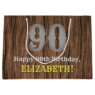 90th Birthday: Country Western Inspired Look, Name Large Gift Bag