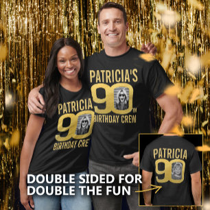 90th birthday crew custom name photo fun  T-Shirt