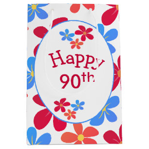 90th Birthday Daisies On White Medium Gift Bag