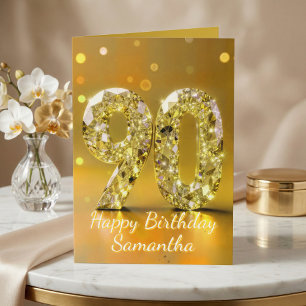 90th Birthday Elegant Gold Diamond Sparkle Luxury Card