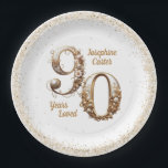 90th Birthday Elegant Party Paper Plate<br><div class="desc">Elegant,  pretty birthday party plates,  change the text yourself when ordering</div>