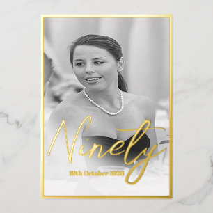 90th Birthday Elegant Photo Birthday Invitation