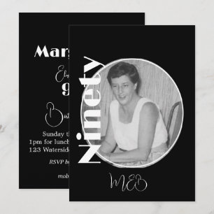 90th Birthday Elegant  Photo Invitation