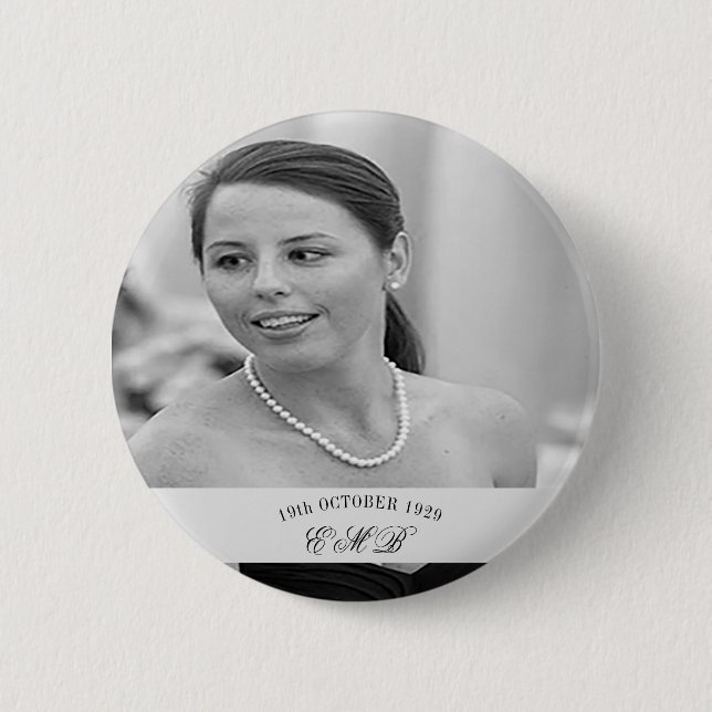 90th Birthday Elegant Photo Monogram Birthday 2 Inch Round Button (Front)