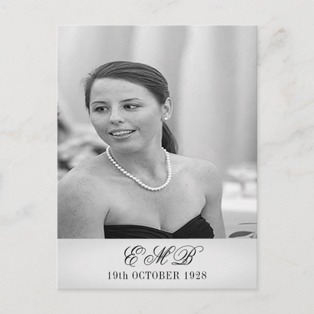 90th Birthday Elegant Photo Monogram Birthday Postcard (Front)
