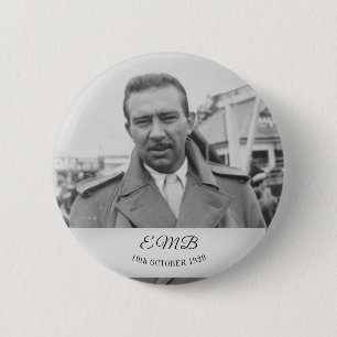 90th Birthday Elegant Photo Monogram Male Birthday 2 Inch Round Button