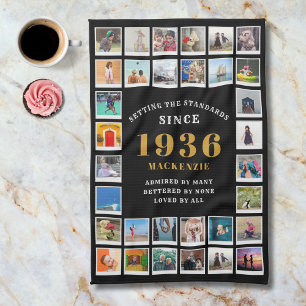 90th Birthday Family Memories Photo Collage  Kitchen Towel