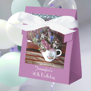 90th Birthday Favour Box, Vintage Teapot Favor Box