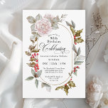 90th Birthday Feminine Floral December Winter Invitation<br><div class="desc">When your birthday occurs in the month of December, it often gets lost in all the holiday fanfare. Make the guest of honour feel extra special with this beautifully unique custom birthday party invitation. A feminine pink rose floral accent added to the holly and berries evergreens has a uniquely beautiful...</div>