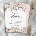 90th Birthday Feminine Pink Floral Calligraphy Invitation<br><div class="desc">Plan a lovely milestone 90th birthday celebration with this beautiful feminine party invitation. With elegant styling, this irresistible floral design is bordered in charming pink roses, mixed flowers and trailing greenery Personalize the details for your party, including the guest of honour's age. This invitation is available as a printed invitation...</div>