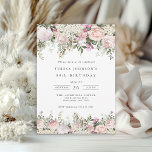 90th Birthday Feminine Pink Roses Floral  Invitation<br><div class="desc">A beautifully feminine party invitation to celebrate a 90th birthday in elegant style, this irresistible floral design is bordered in charming pink roses, mixed flowers and trailing greenery All of the text may be personalized for your party, including the guest of honour's age. This invitation is available as a printed...</div>