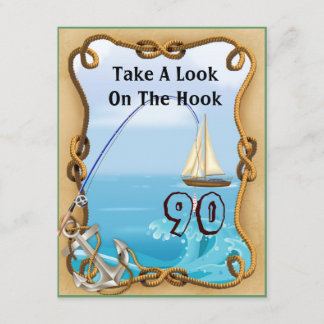 90th Birthday Fishing Invitations for MEN