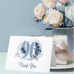 90th Birthday Floral Number Coastal Blue Thank You Card<br><div class="desc">90th birthday party thank you card with fully editable wording inside to personalize as you wish. Design features number 90 decorated with rose buds, flower blooms and foliage in shades of coastal blue and sand. Subtle feminine and elegant design with watercolor floral arrangements, paint splatters and brush strokes. Perfect for...</div>