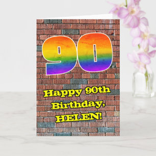 90th Birthday: Fun Graffiti-Inspired Rainbow 90 Card