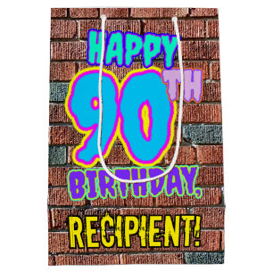 90th Birthday: Fun, Urban Graffiti Inspired Look Medium Gift Bag