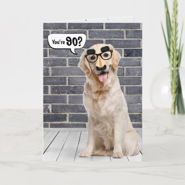 90th Birthday Funny Golden Retriever Card (Front)