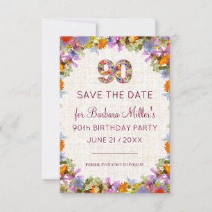 90th Birthday Garden Party – Elegant Floral Save The Date