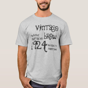 90th Birthday Gift 1924 Vintage Brew Grey T-Shirt